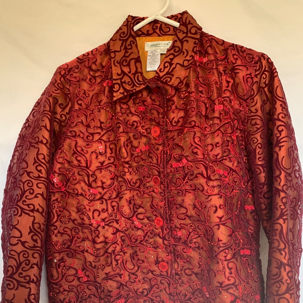 Deep red ladies Coldwater Creek jacket sz S